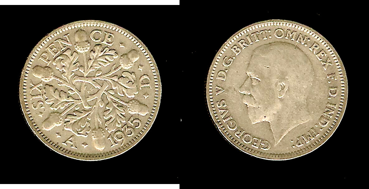 ROYAUME-UNI 6 Pence George V 1935 TB+